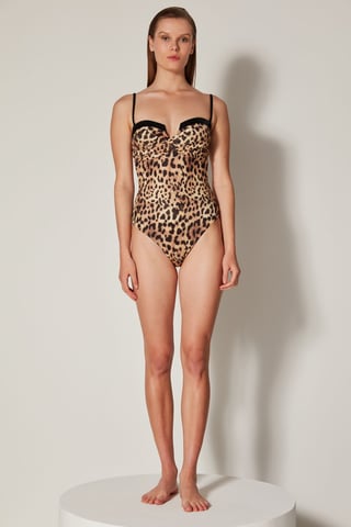 Leopardmönstrad Balconette En-delssimdräkt