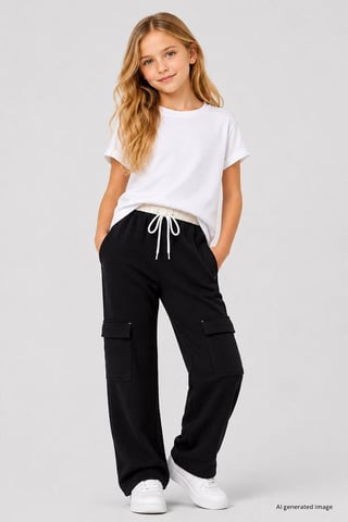 Jeugd Unisex Elastische Taille Wijde Pijpen Trainingsbroek