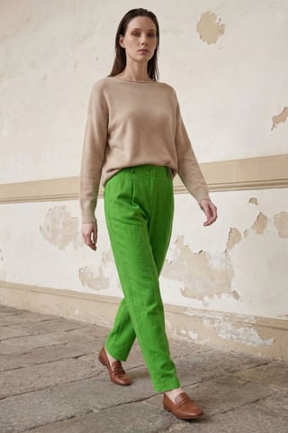 High-Waist Straight-Leg Crepe Trousers