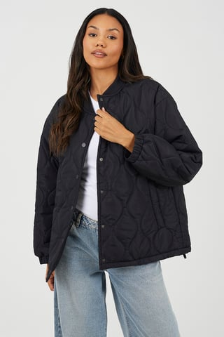Black Oversized Quilted Jacket