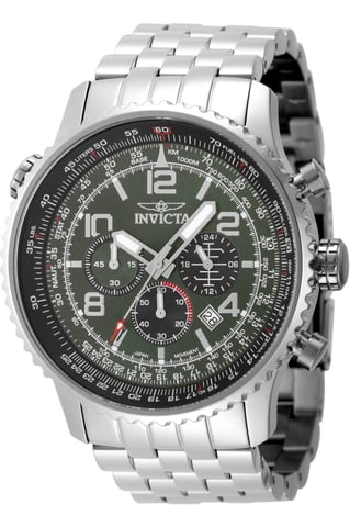 Invicta Aviator 49080 Herrklocka - Quartzverk - Rostfritt Stål med Grön urtavla - 49 mm