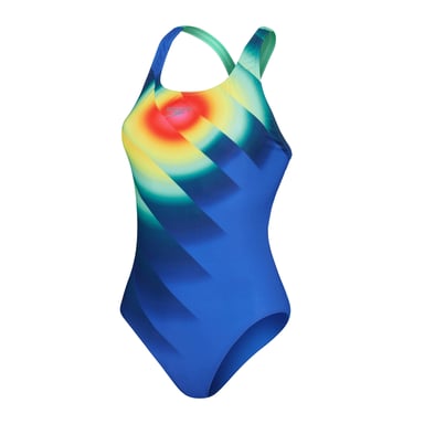 Speedo Dames/Dames Opleg Digitaal Powerback Eendelig Zwempak (Blauw/Groen/Geel)