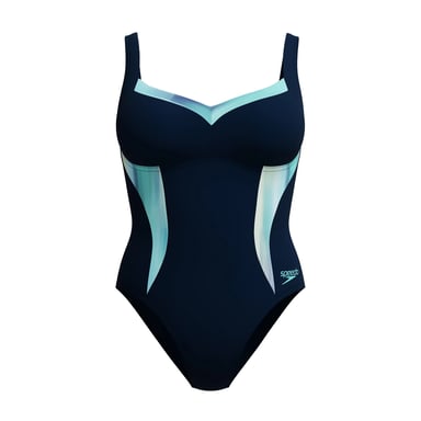 Speedo Dames Lunaelustre Gedrukt Vormend Eénopeer Zwempak (Marineblauw)