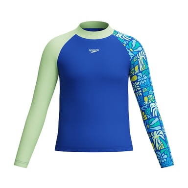 Speedo Kinderen Gedrukt Lange Mouwen Rash Guard (Blauw/Groen)