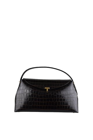 Toteme T-Lock croco-embossed Top Handle bag Brown