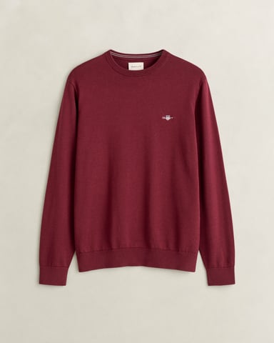Regular Fit Long Sleeve Logo Detail Jumper in Burgundy