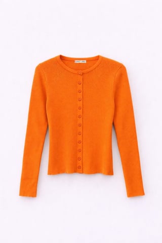 Buttoned Slim Fit Ribbed Knit Cardigan
