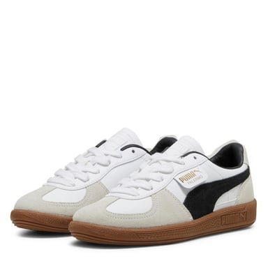 Puma Boys Palermo Classic Leather Flat Trainers (White/Black)