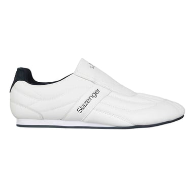 Slazenger Mens Warrior Leather Slip-on Trainers (White/Navy)