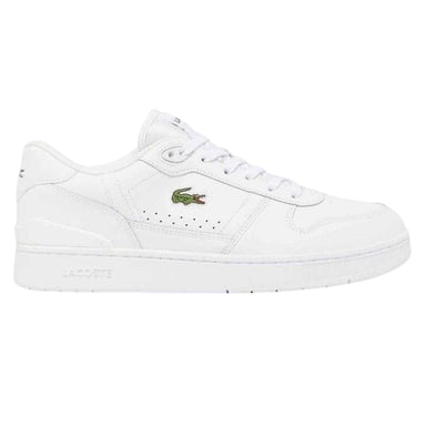 Lacoste Mens T-Clip Leather Flat Trainers (White)