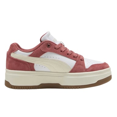 Puma Womens/Ladies Rebound Femme Leather Low Platform Trainers (White/Red)