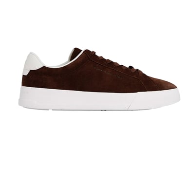 Tommy Hilfiger Mens Pebble Grain Court Leather Trainers (Brown)