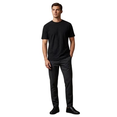 Armani Exchange Mens Textured Crew Neck Regular T-Shirt (Black)