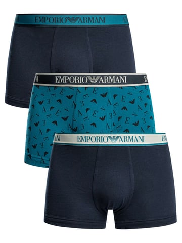 Emporio Armani 3 Pack Trunks, Blue