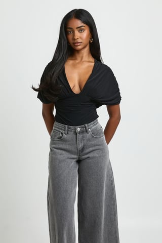 Angel Sleeve Plunge Bodysuit