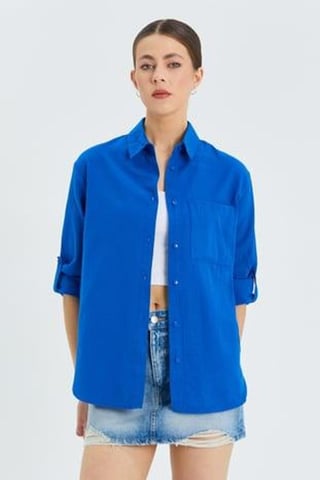 Long Sleeve Button-Up Shirt with Pocket
