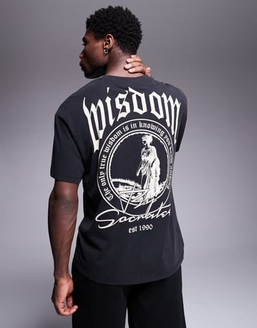 ADPT oversized t-shirt with gothic backprint in black