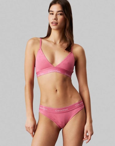 Calvin Klein Modern Cotton valentines heart monogram triangle bralette with logo taping in pink