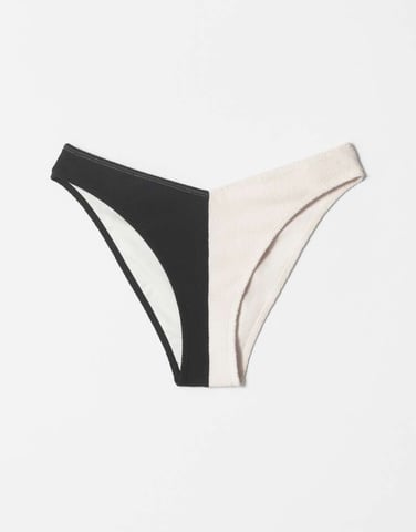 & Other Stories v shape high leg bikini bottoms in black & white