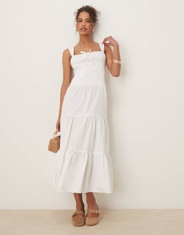Glamorous corset style poplin maxi dress in white