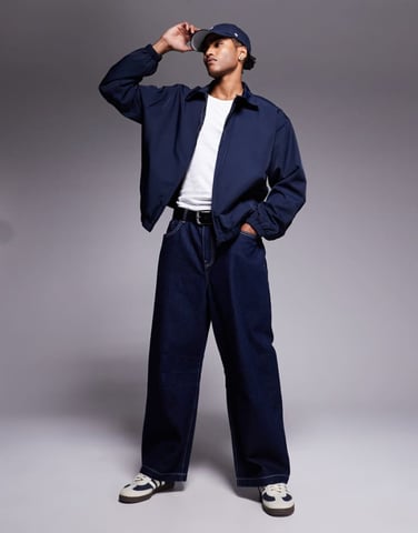 ASOS DESIGN lightweight harrington jacket in navy - NAVY