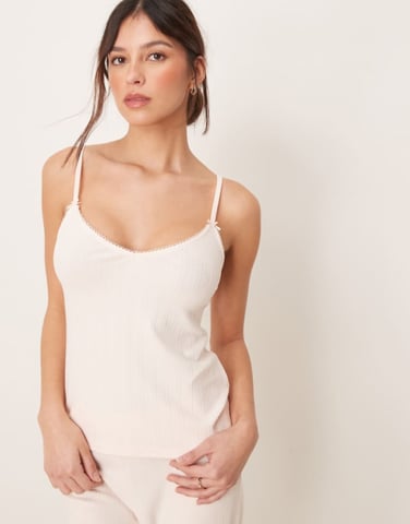 Abercrombie & Fitch nattkläder pointelle cami toppen set i ljus rosa
