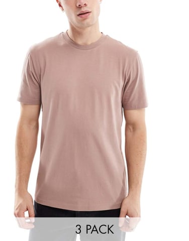 ASOS DESIGN essentials 3-pack t-shirts med rund hals i flera färger
