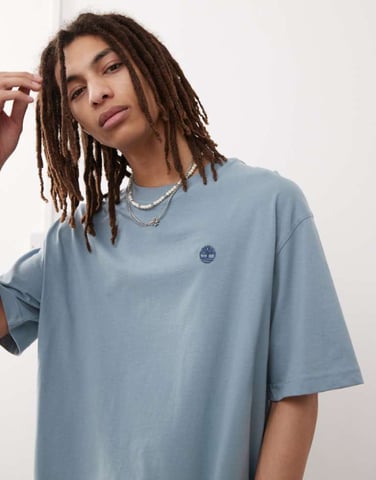 Timberland Dunstan River small logo oversized t-shirt in light blue
