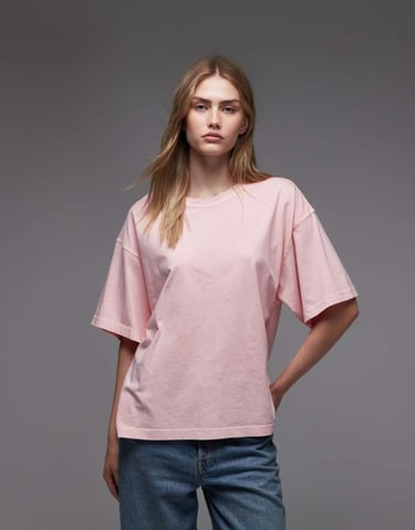 ARKET pure cotton boxy t-shirt in washed rose pink