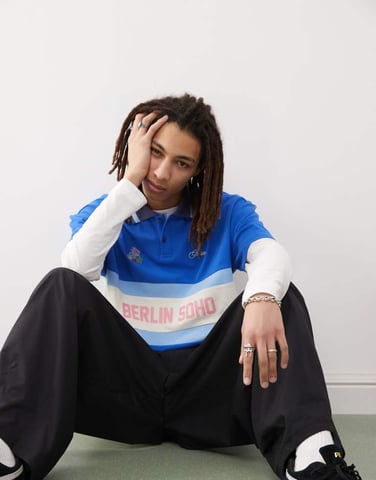 Prohibited soho vintage polo shirt in blue