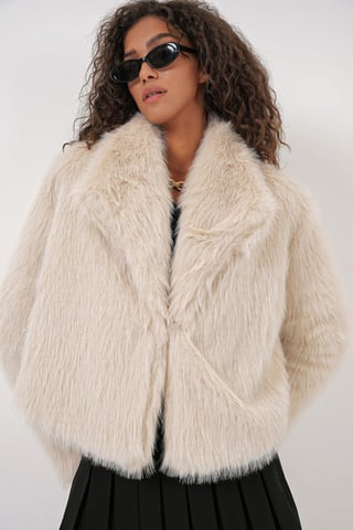 Regular Fit Faux Fur Coat