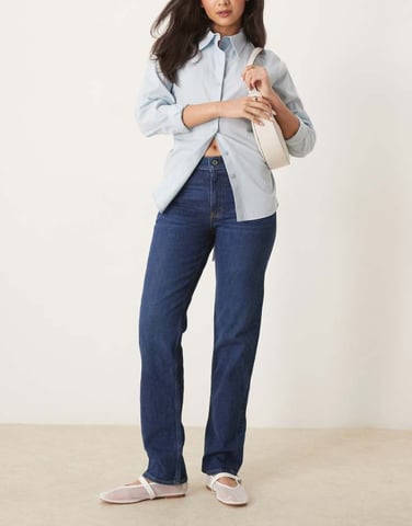 Abercrombie & Fitch mid rise straight jean in dark wash