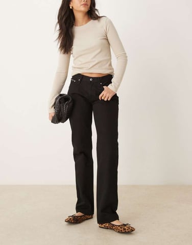 Calvin Klein Jeans låga raka jeans i svart