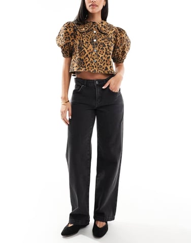 Cotton On low rise straight leg jean in graphite black