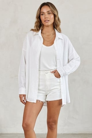 Oversized Long-Sleeve Poplin Shirt