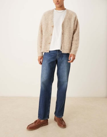 ASOS DESIGN straight fit jeans in vintage dark wash blue
