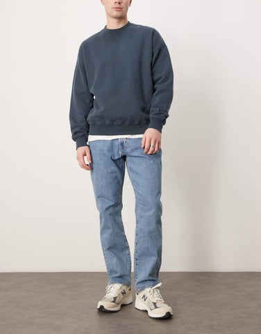 Abercrombie & Fitch raka jeans i blå tvätt