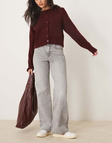 Gina Tricot comfy wide leg jeans in lightwash grey
