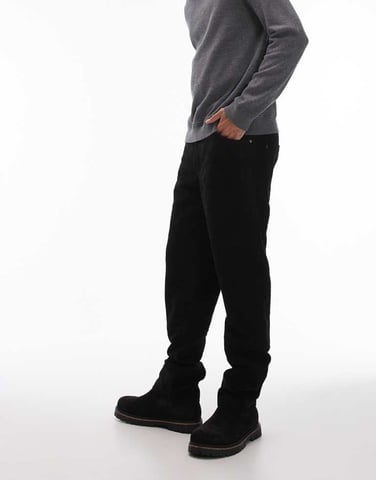 Topman premium straight suede trousers in black