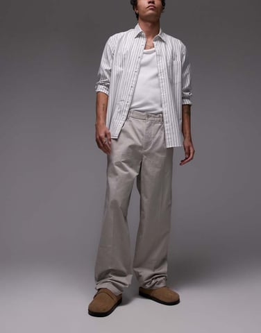 ARKET cotton loose fit chino trousers in dark stone