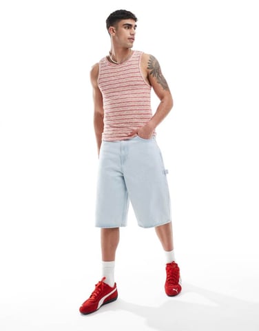 Dr Denim Vali Worker baggy fit denim jorts in superlight retro wash