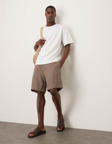 ARKET pure linen shorts in mole