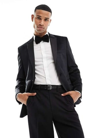 ASOS DESIGN skinny sammet blazer i svart