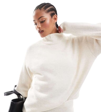 Vero Moda Tall oversized rullkragejumper set i mono melange