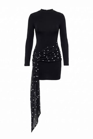 TRENDYOLMİLLA Women's Black Plain Short / Mini Long Bodycon Dresses