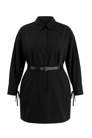 Trendyol Curve Women's Black Plain Short / Mini Long A-line Plus Size Dress