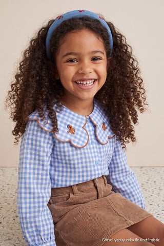 TRENDYOLKIDS Girls Blue Graphic Long Regular fit Shirts