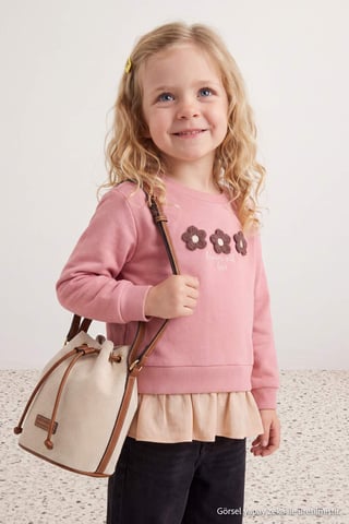 TRENDYOLKIDS Girls Pink Graphic Long Regular fit Sweatshirts