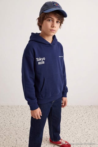 TRENDYOLKIDS Boys Dark blue Plain Long Regular fit Sweatshirts
