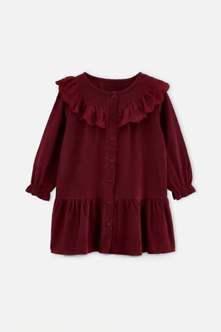 TRENDYOLKIDS Girls Burgundy Plain Midi Long A-line Dresses